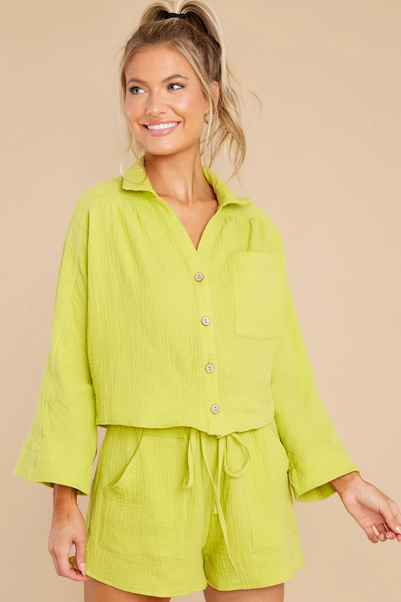 Meet At Sunset Lime Green Two Piece Set