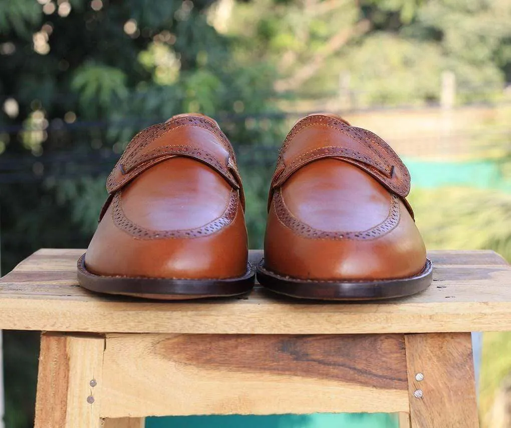 Men's Brown leather Slip on shoes