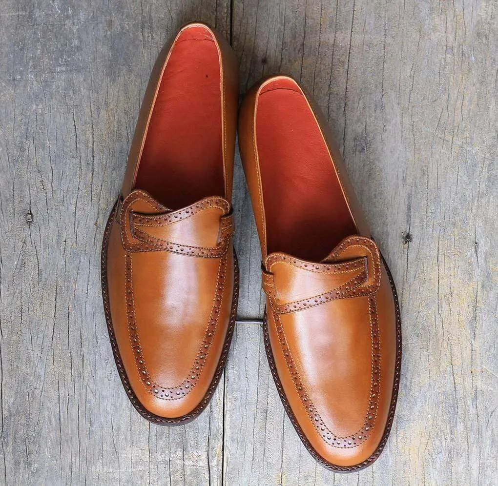 Men's Brown leather Slip on shoes