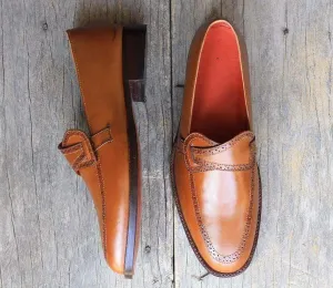 Men's Brown leather Slip on shoes