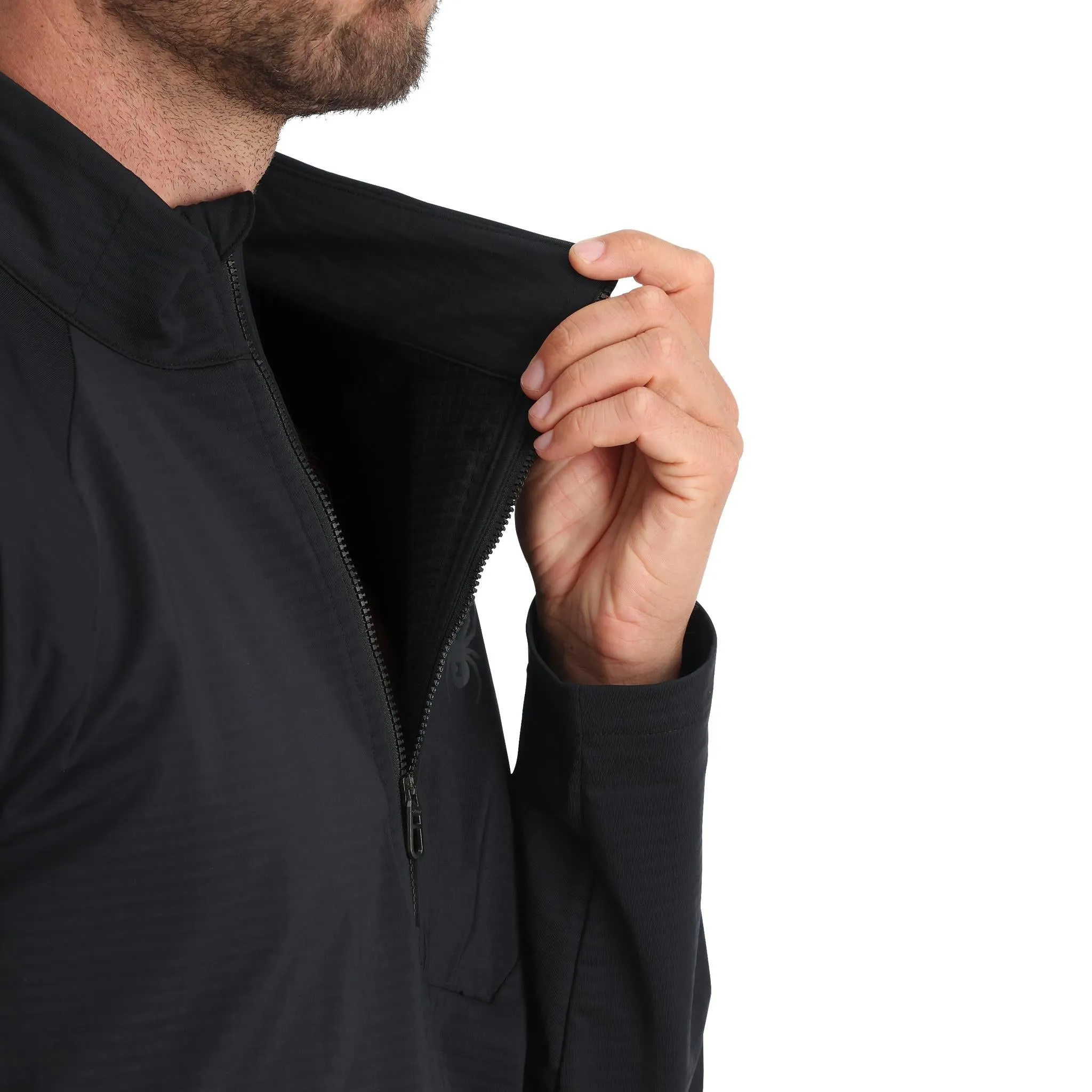 Mens Gridweb Fleece Half Zip - Black