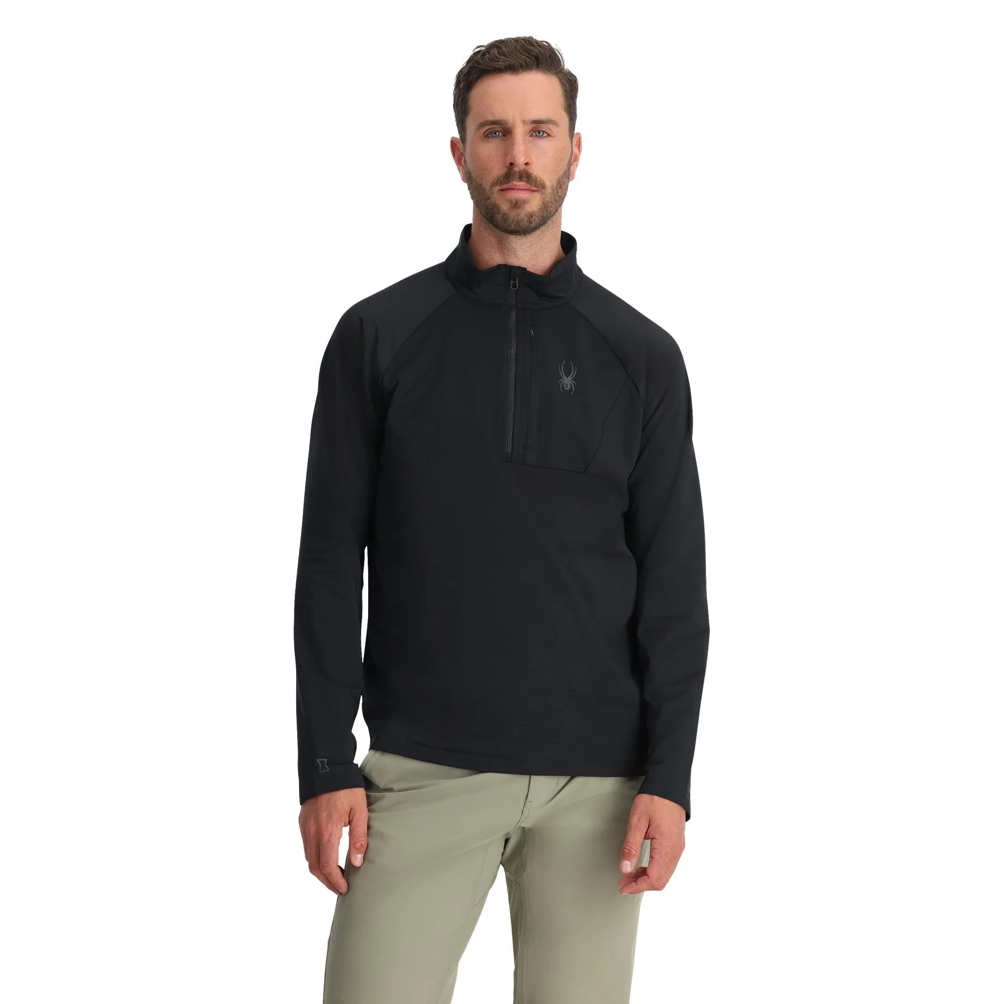 Mens Gridweb Fleece Half Zip - Black