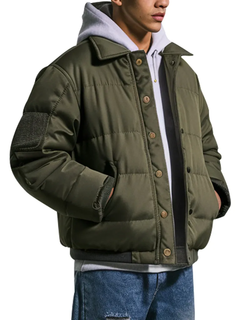 Men's Olive Green Quilted Puffer Jacket