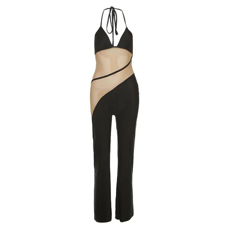 Mesh Sexy Backless Hollow Wholesale Jumpsuit Trendy Outfits