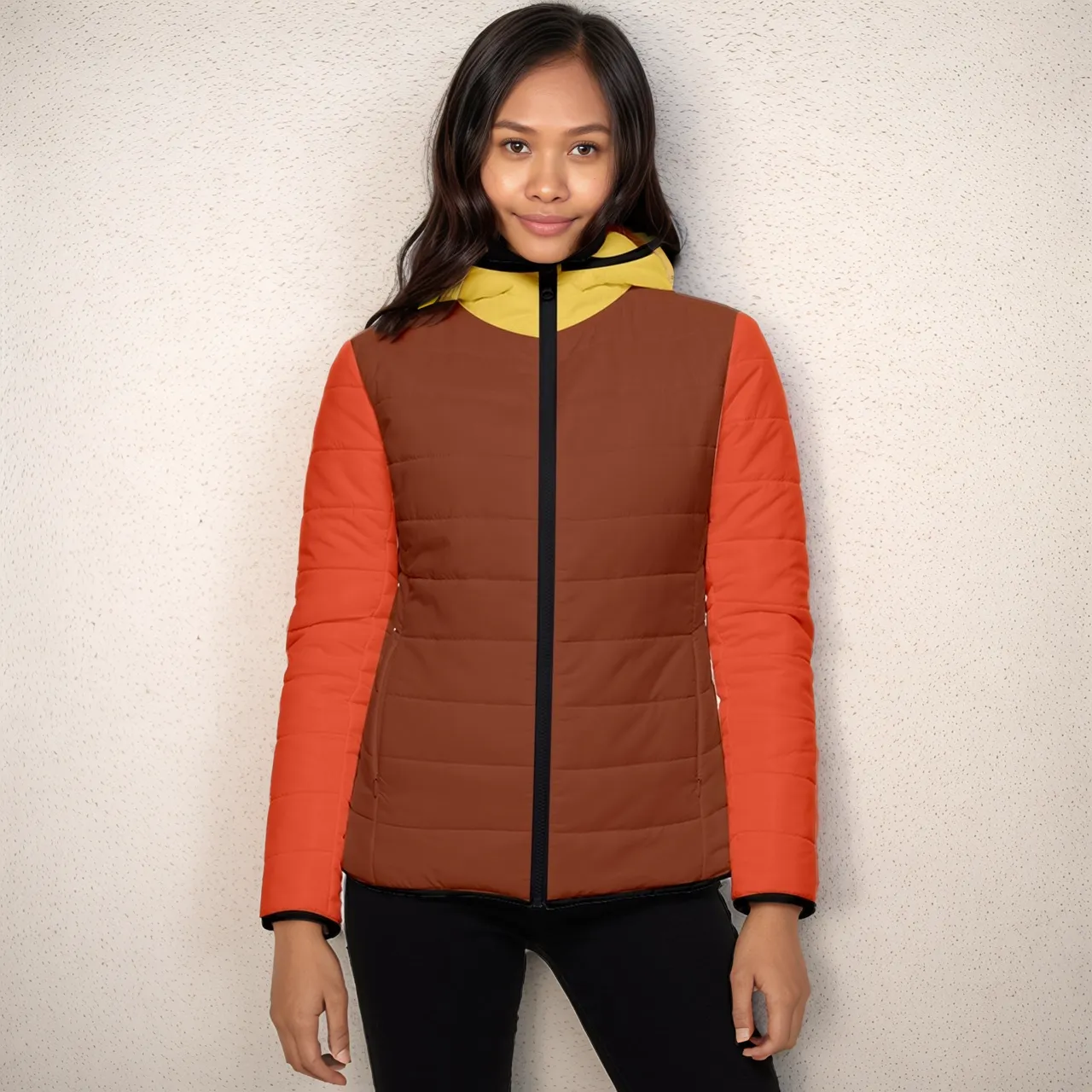 Miarna Color Block Hooded Quilted Jacket