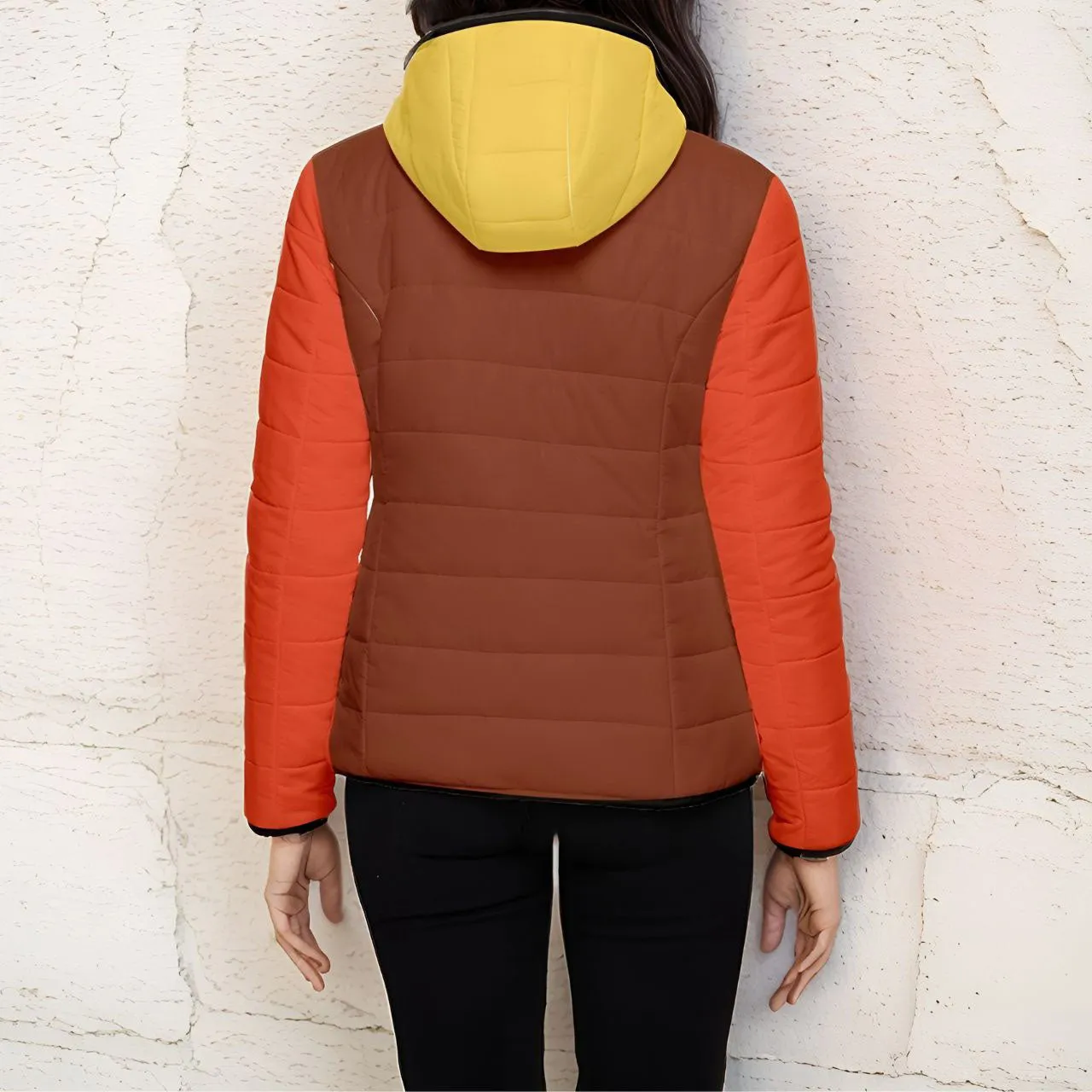 Miarna Color Block Hooded Quilted Jacket