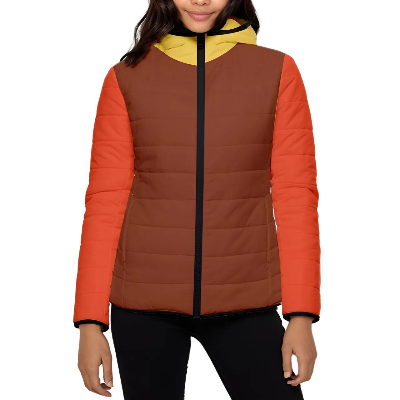 Miarna Color Block Hooded Quilted Jacket