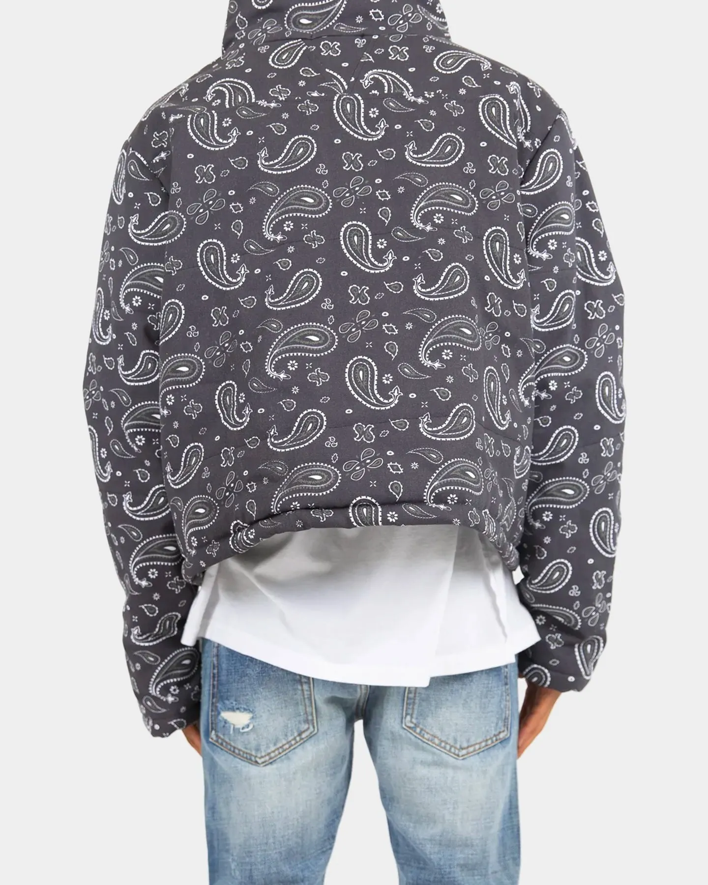 MNML Paisley Cropped Puffer Jacket Black