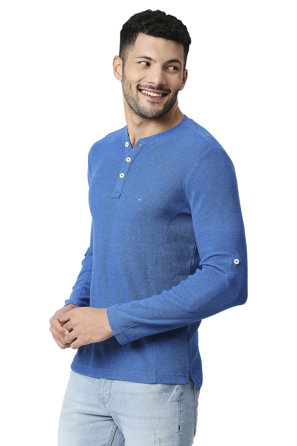 Muscle Fit Cotton Polyester Henley T-shirt