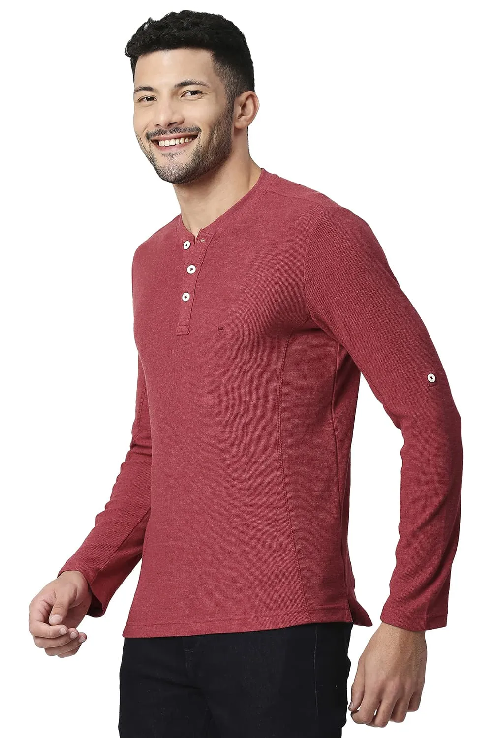 Muscle Fit Cotton Polyester Henley T-shirt