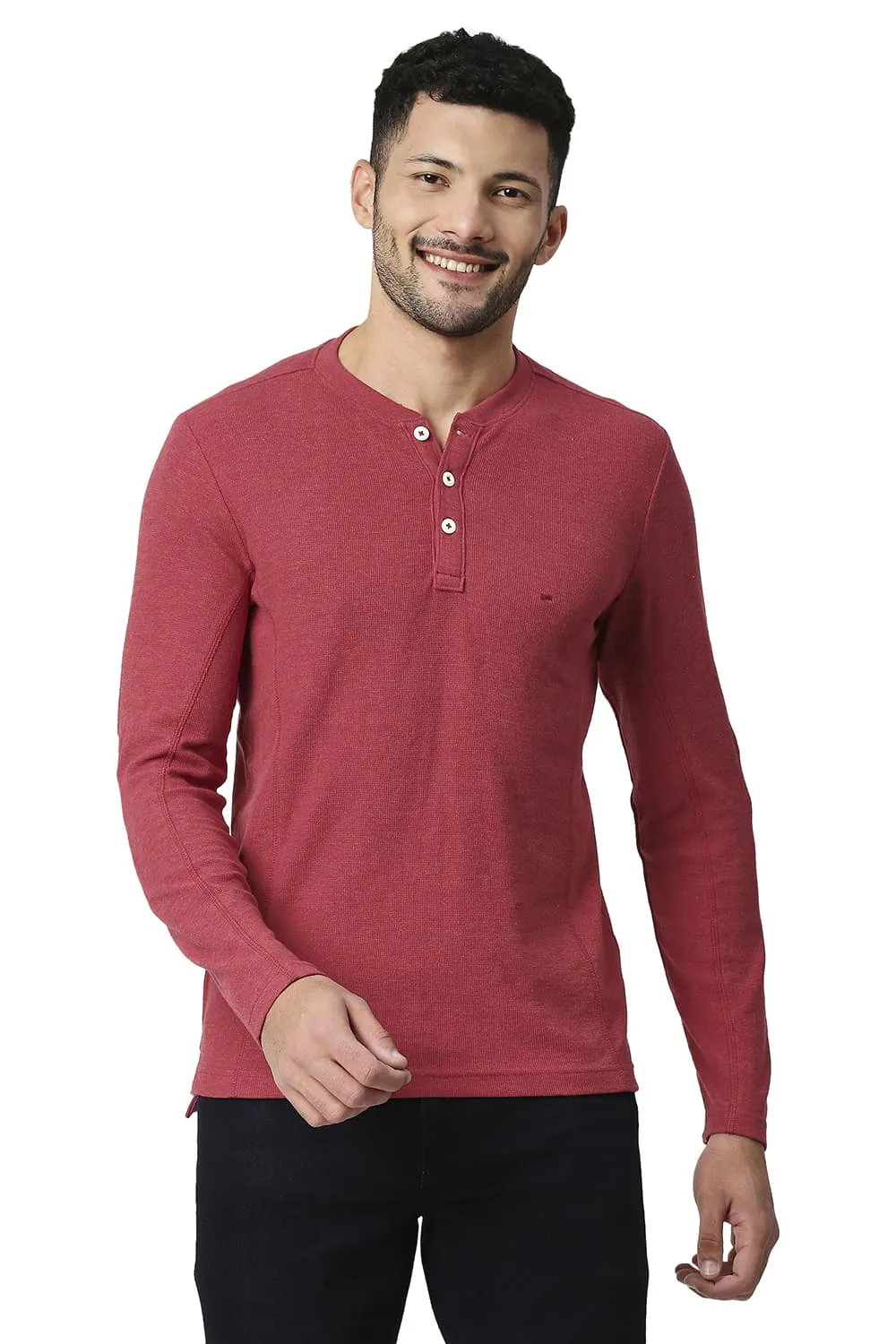 Muscle Fit Cotton Polyester Henley T-shirt