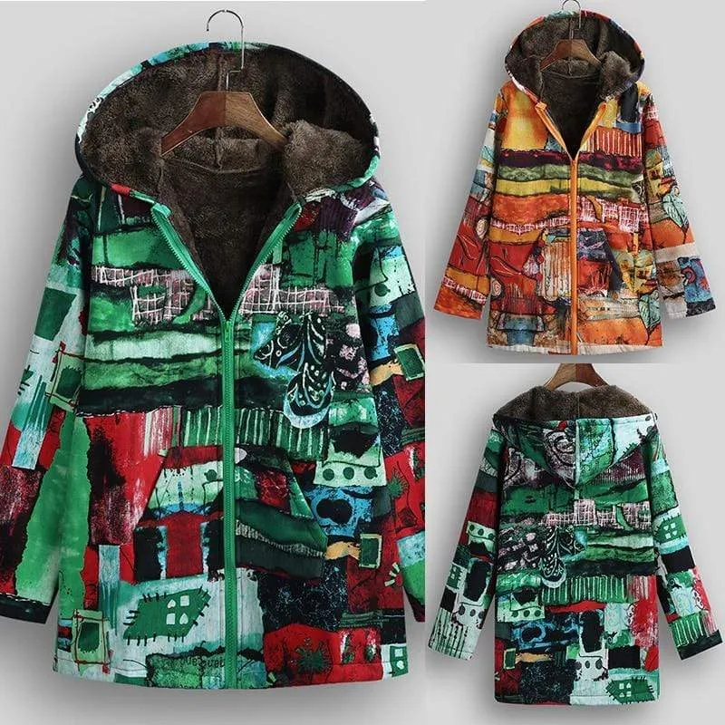 Naive Art Colourful Hooded Jacket