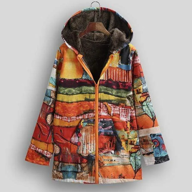 Naive Art Colourful Hooded Jacket