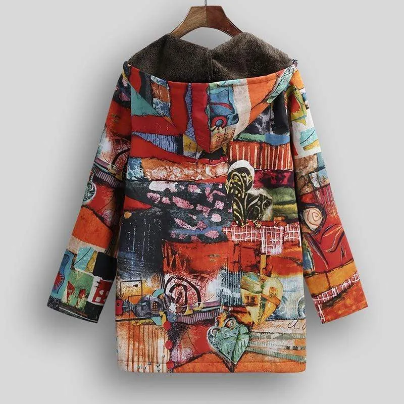 Naive Art Colourful Hooded Jacket