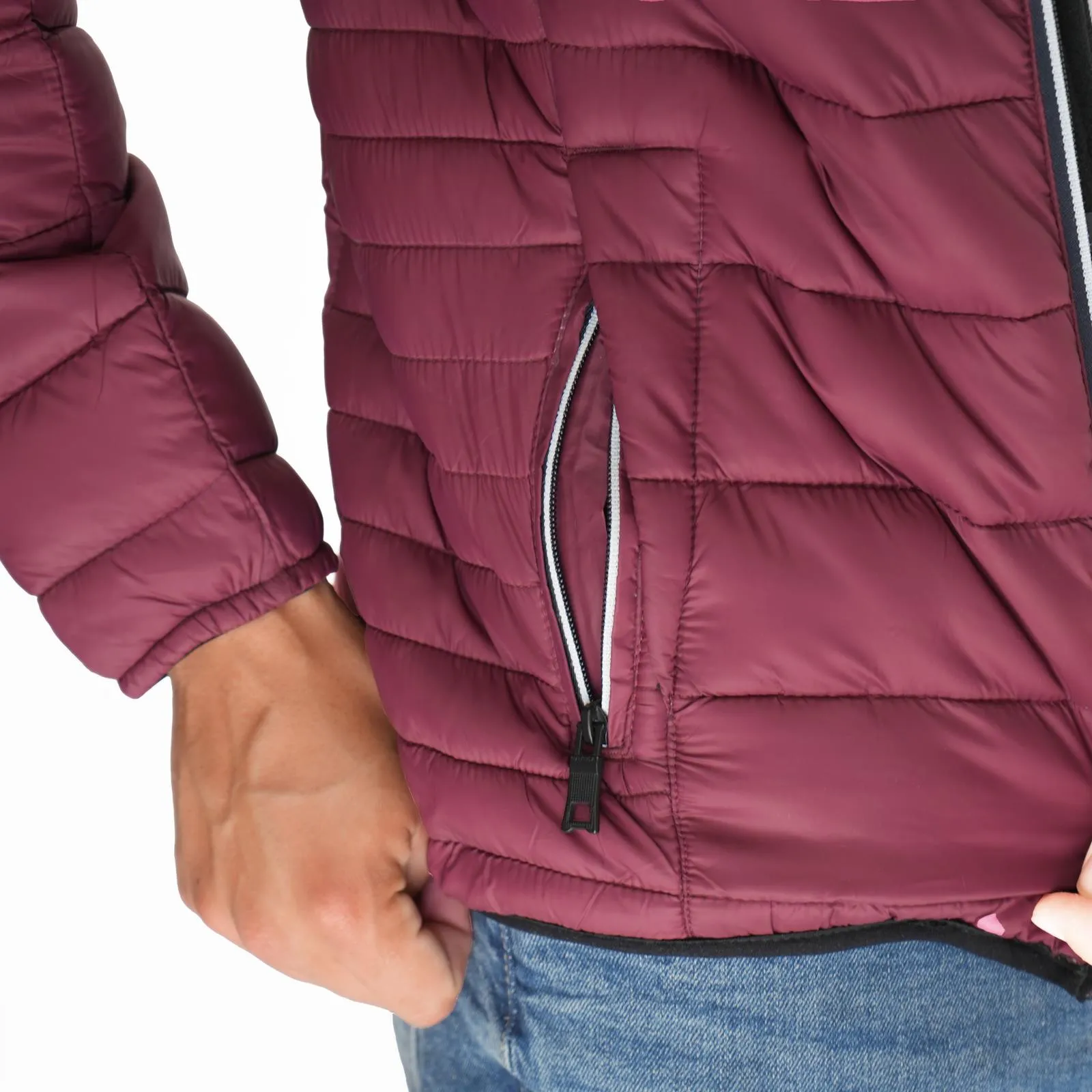 Nautica Performance Double Zip Puffer Jacket Burgundy