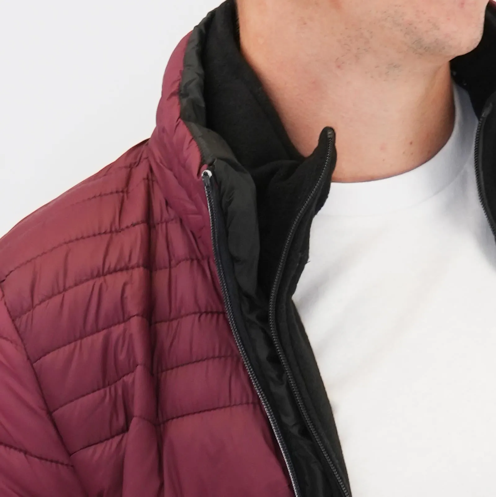 Nautica Performance Double Zip Puffer Jacket Burgundy