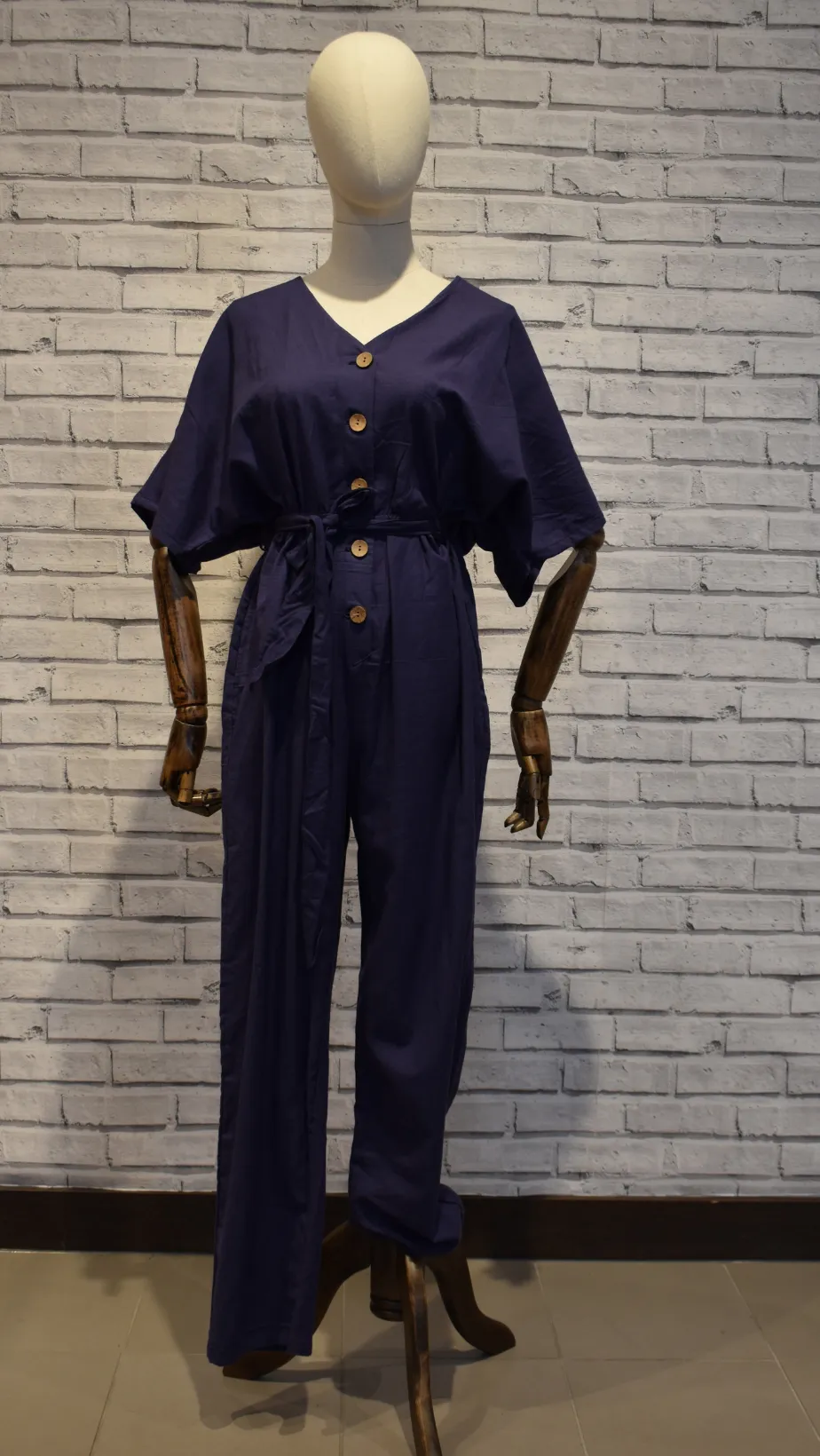 Navy Elastic Jumpsuit