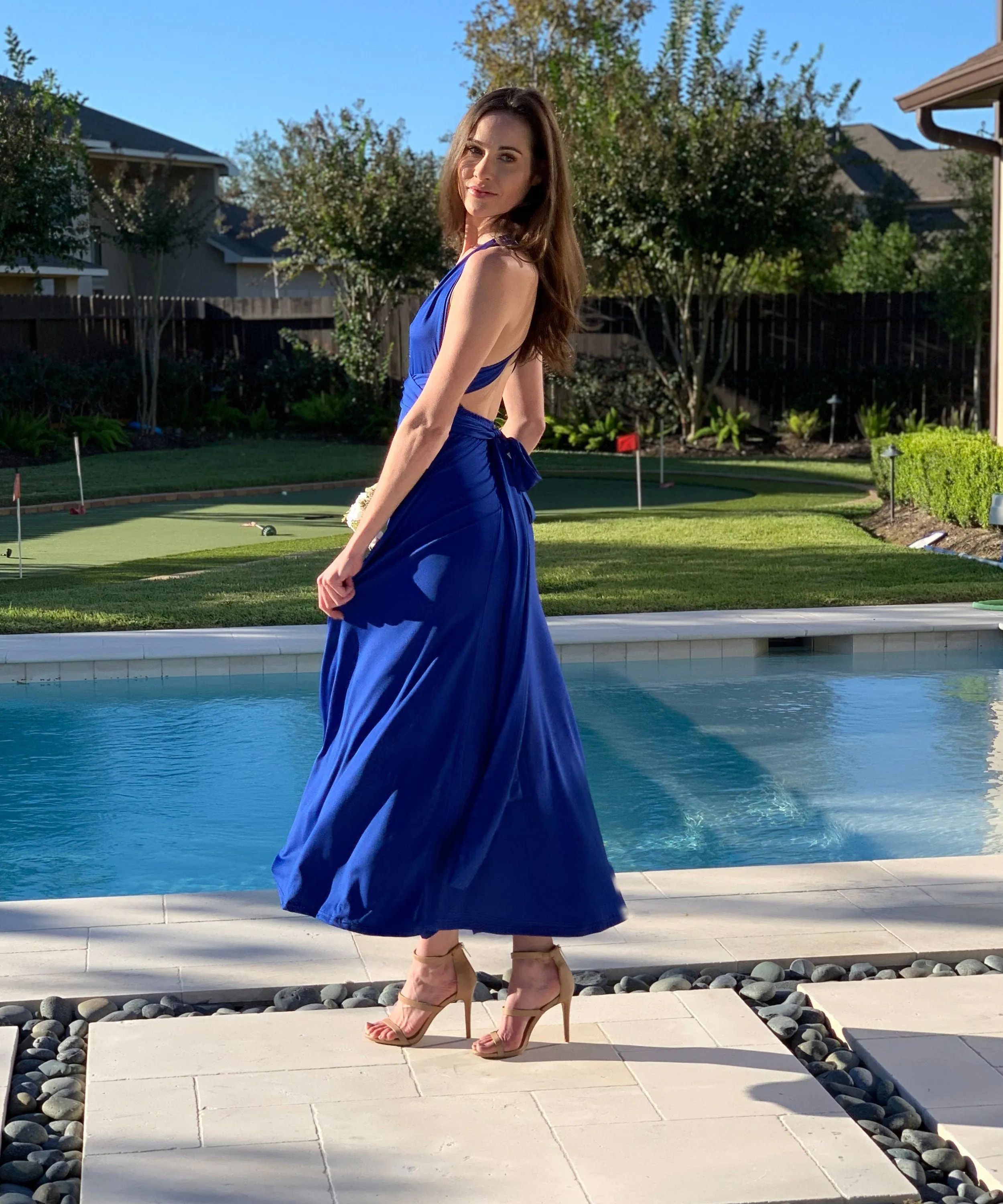 Navy Maxi Dress for Bridesmaid