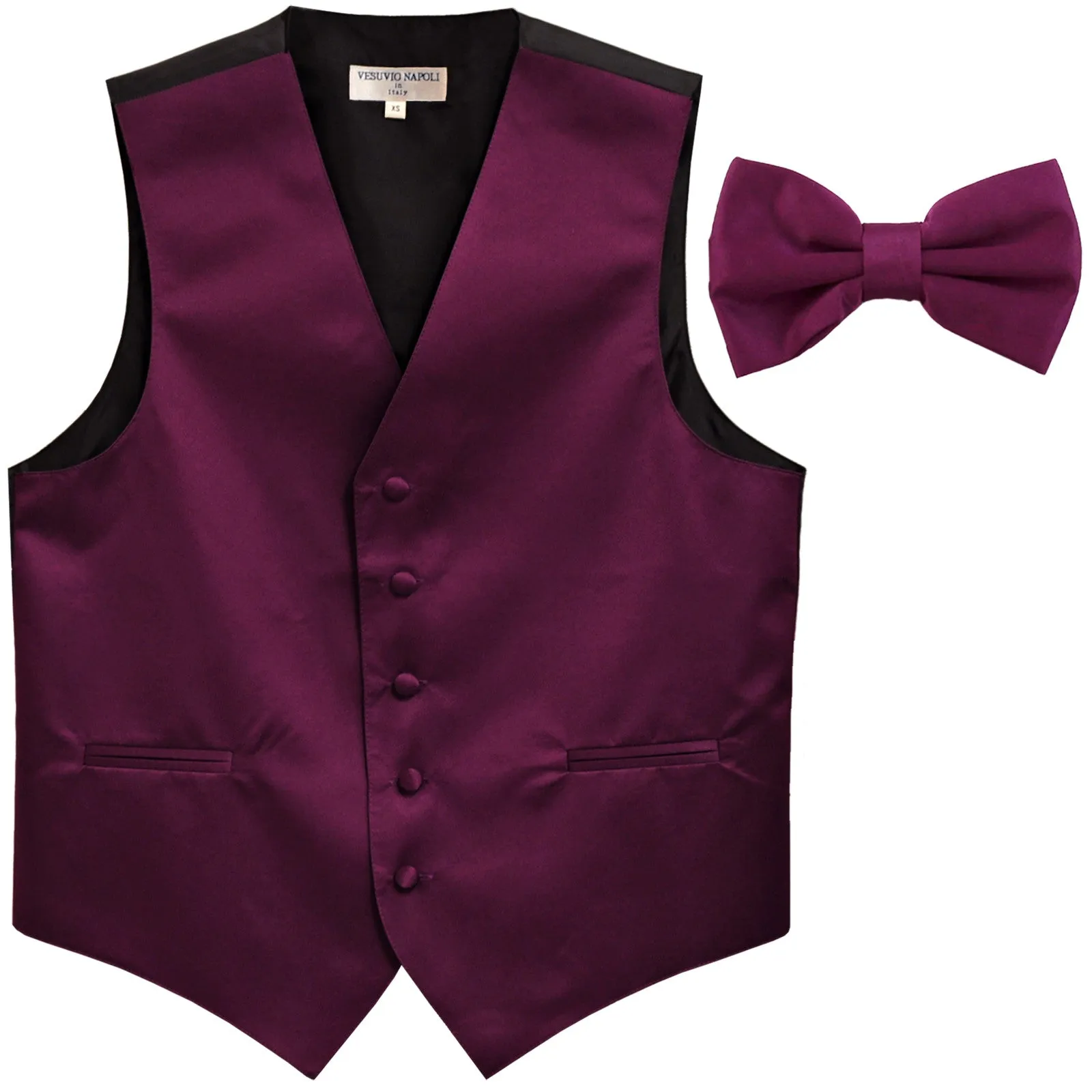 New Men's Formal Vest Tuxedo Waistcoat with Bowtie wedding prom party eggplant