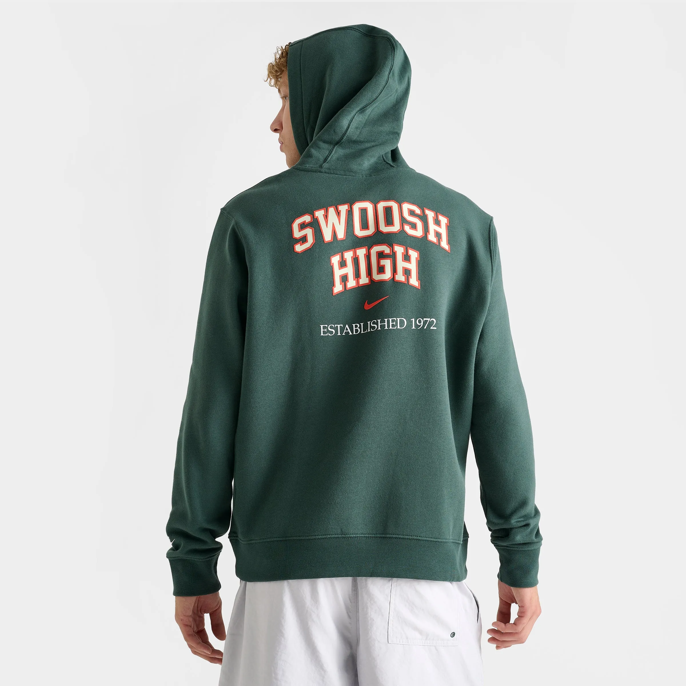 Nike Sportswear Club Fleece 'Swoosh High' Pullover Hoodie / Vintage Green