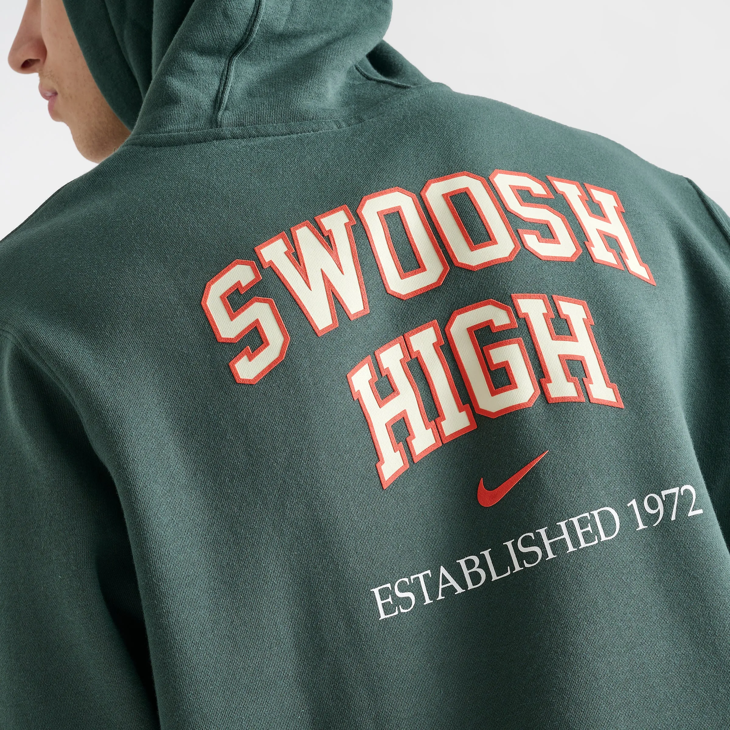 Nike Sportswear Club Fleece 'Swoosh High' Pullover Hoodie / Vintage Green