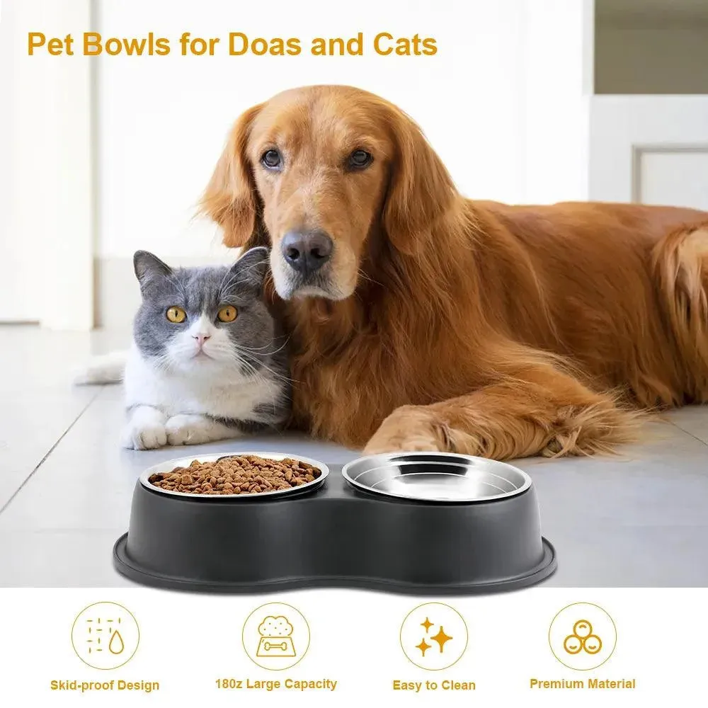 Non-Slip Stainless Steel Double Pet Bowl