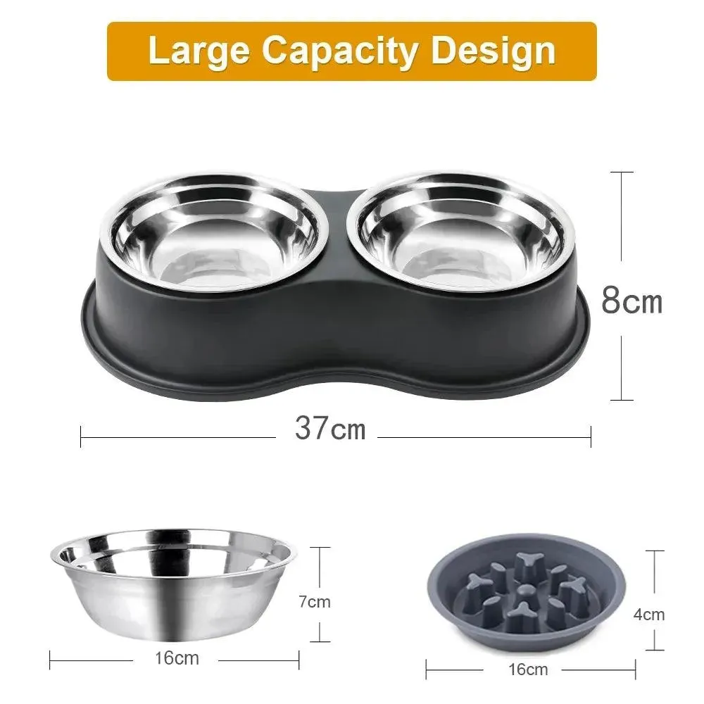 Non-Slip Stainless Steel Double Pet Bowl