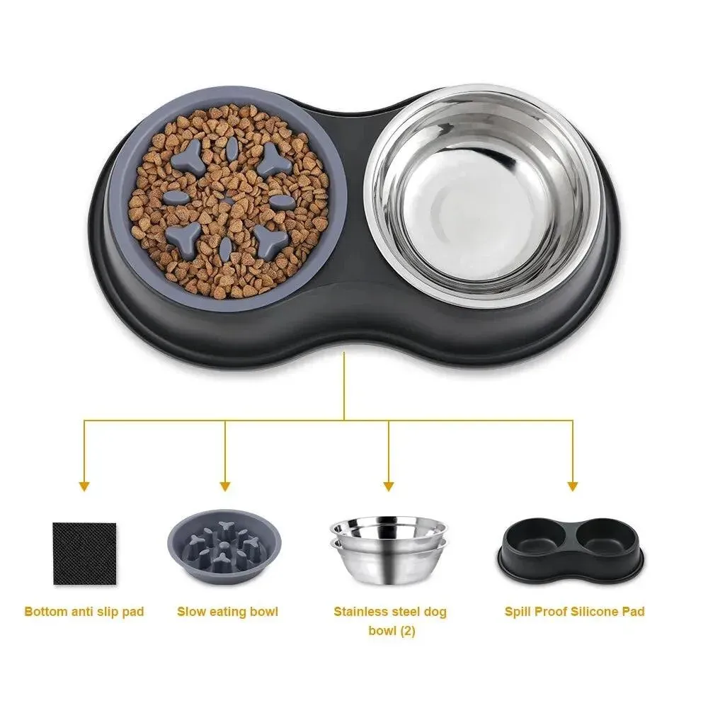 Non-Slip Stainless Steel Double Pet Bowl