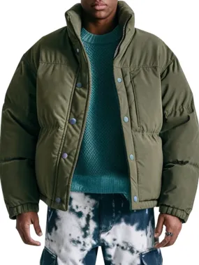 Olive Green Trendy Puffer Jacket