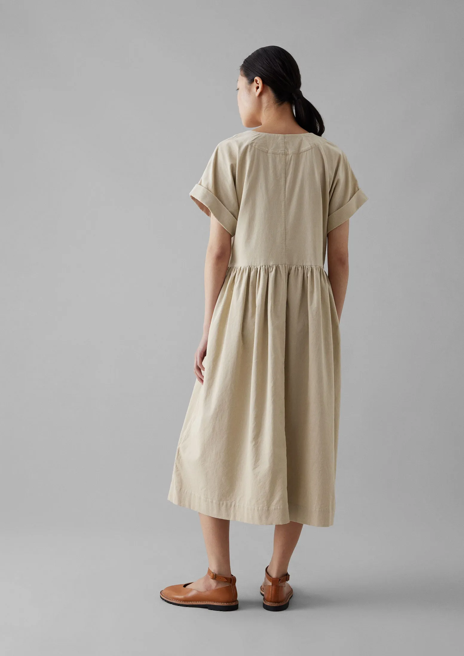 Organic Needlecord Wrap Front Dress | Moonstone