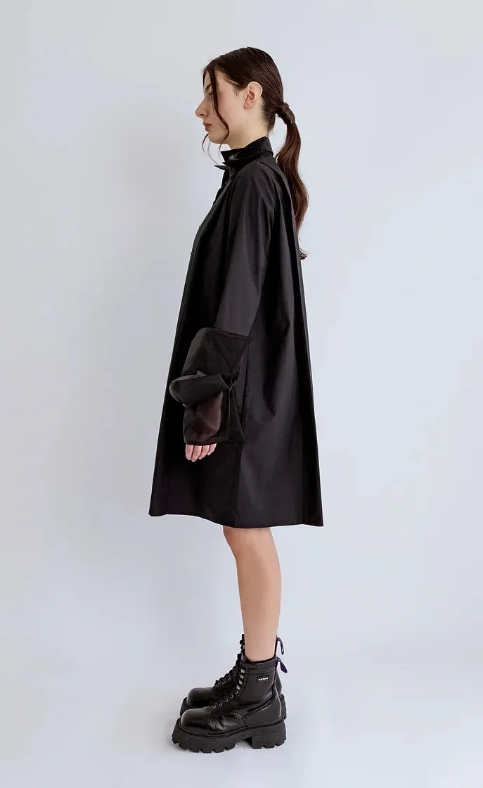 Organza shirt dress-black