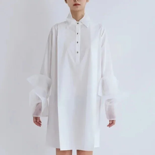 Organza shirt dress-white