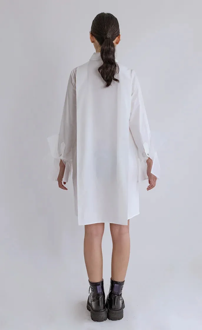 Organza shirt dress-white