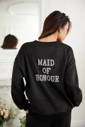 Personalised Bridal Sweatshirt and Jogger Tracksuit With Letter Embellishment - Black