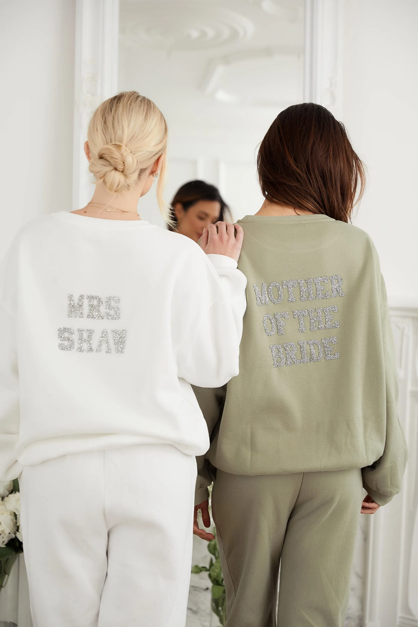 Personalised Bridal Sweatshirt and Jogger Tracksuit With Letter Embellishment - Sage