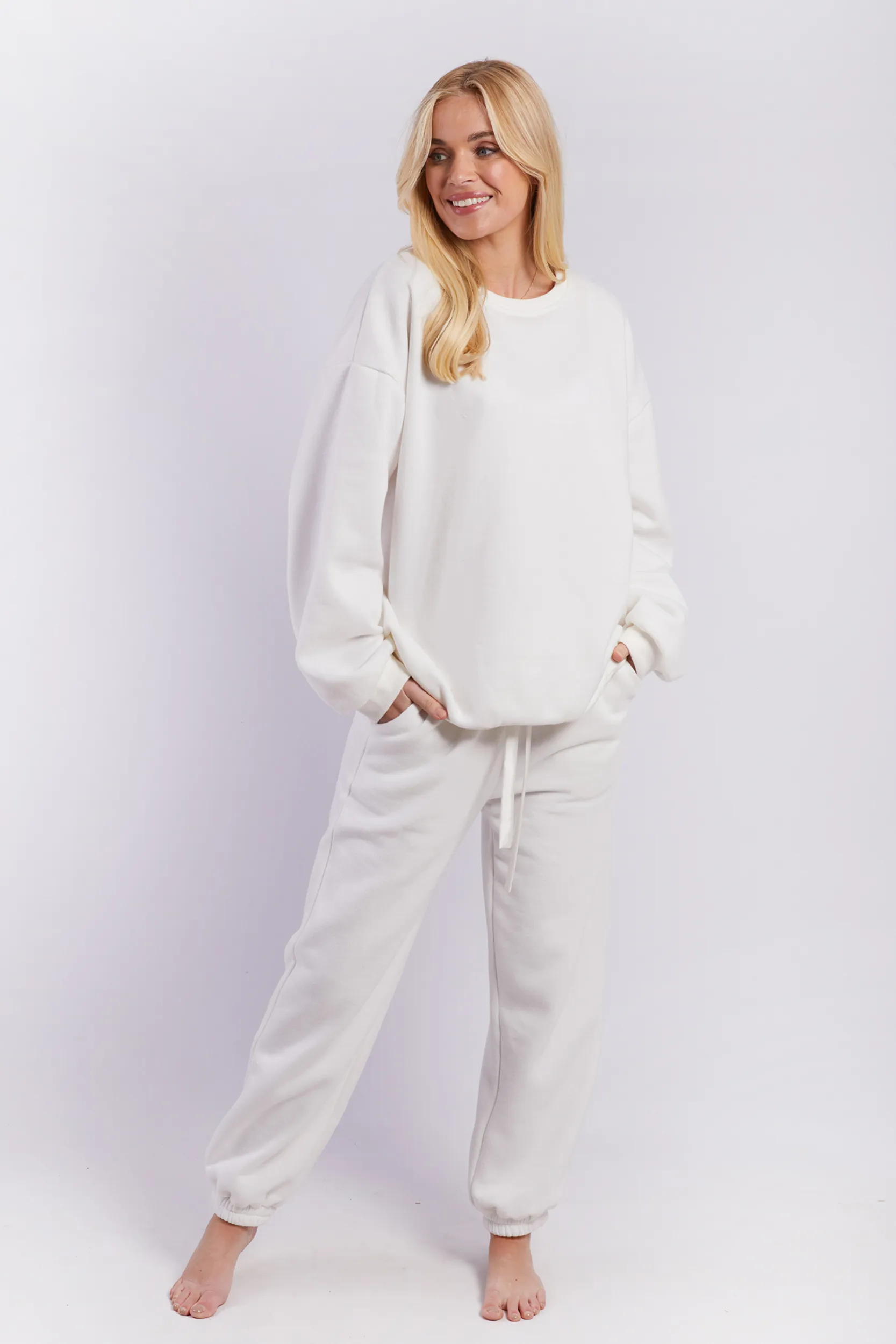 Personalised Bridal Sweatshirt and Jogger Tracksuit With Letter Embellishment - White