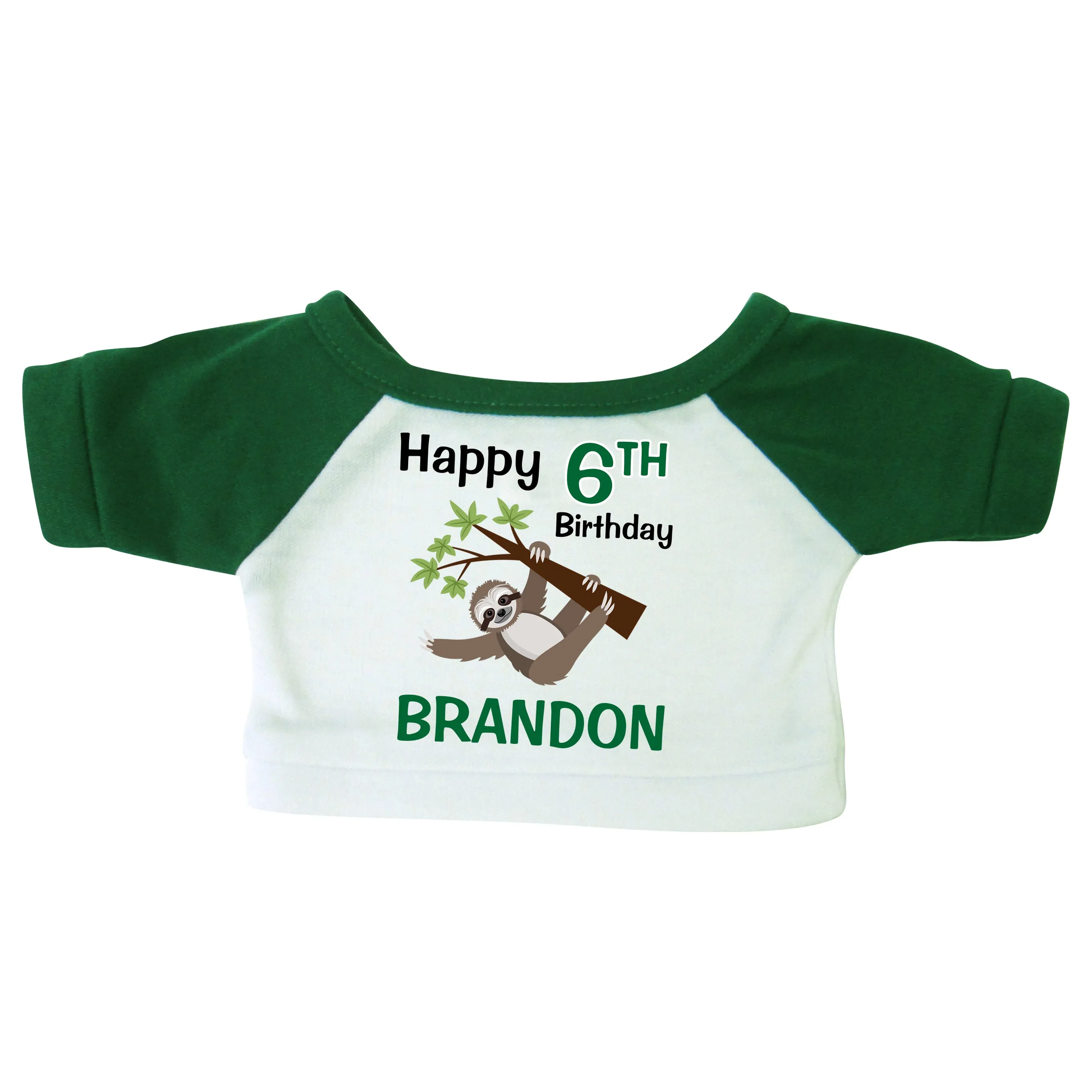 Personalized T-Shirt for 12-14" Teddy Bears or Stuffed Animals - Birthday Sloth Design