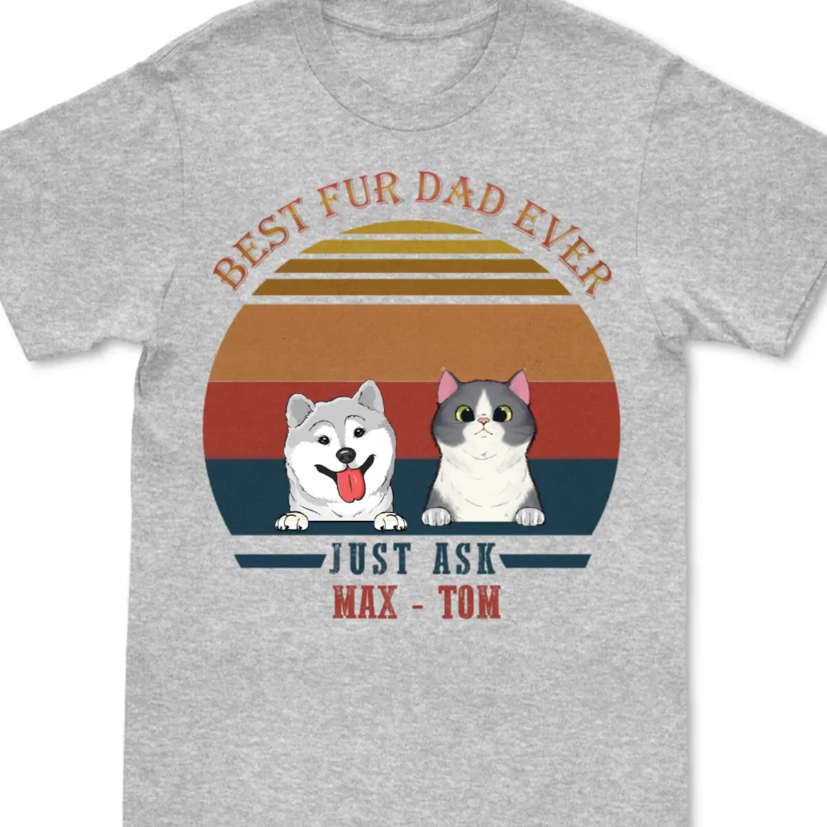 Pet Lovers - Best Fur Dad Ever - Personalized Black Unisex T-Shirt