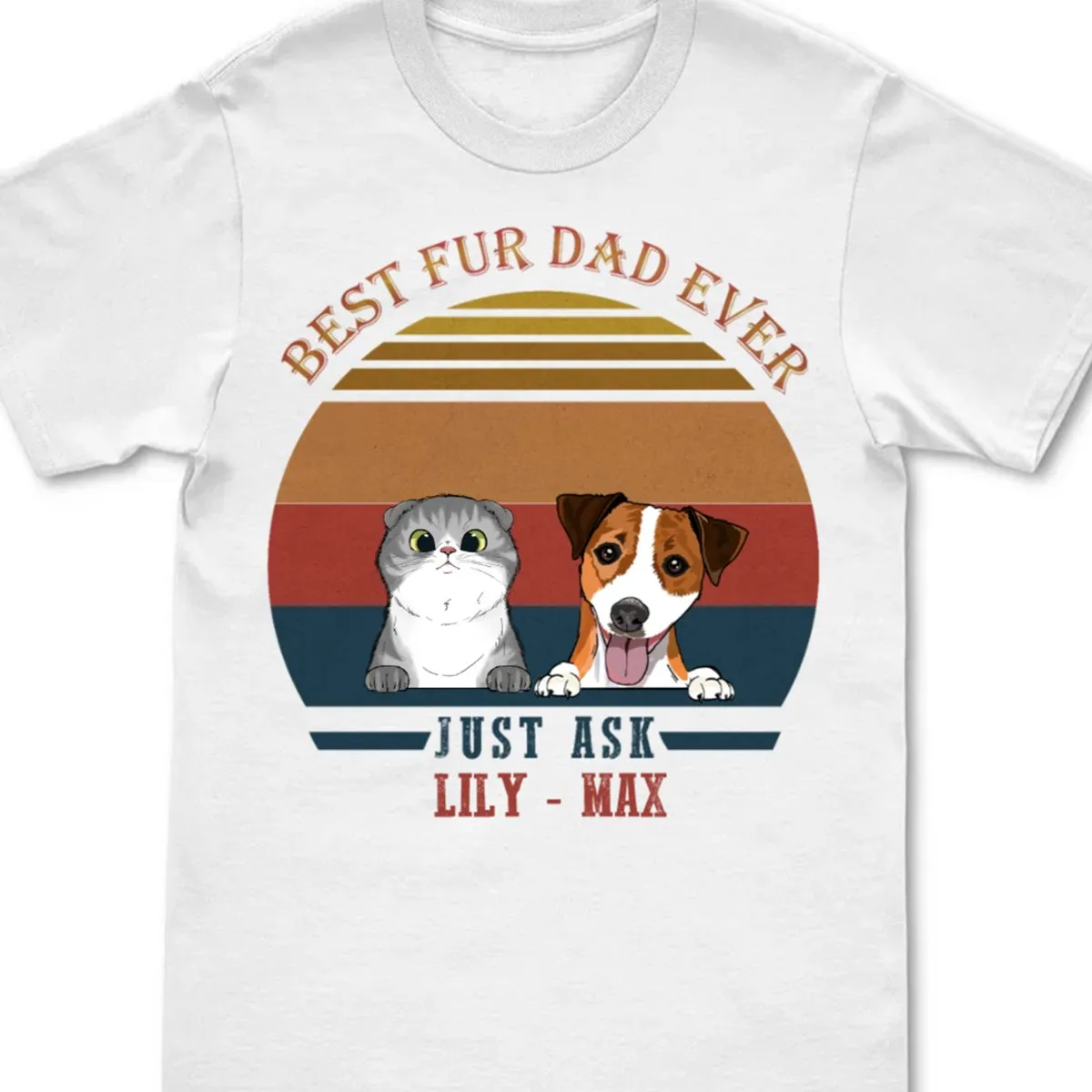 Pet Lovers - Best Fur Dad Ever - Personalized Black Unisex T-Shirt