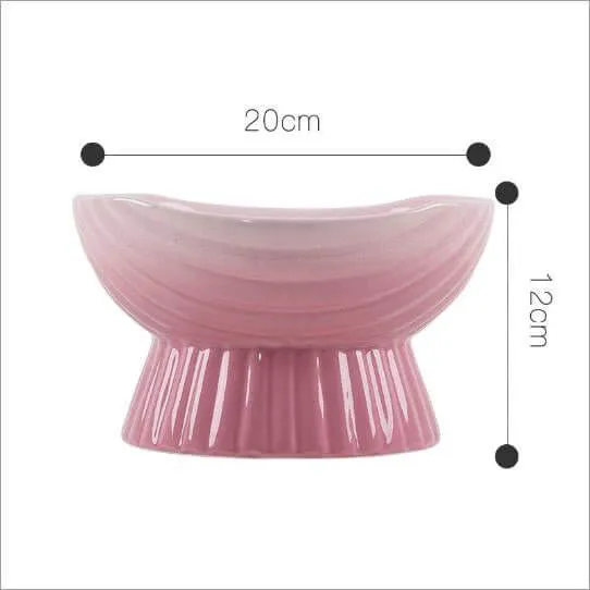 Pink Blossom Ceramic Elevated Bowl for Cats and Dogs - 500ml