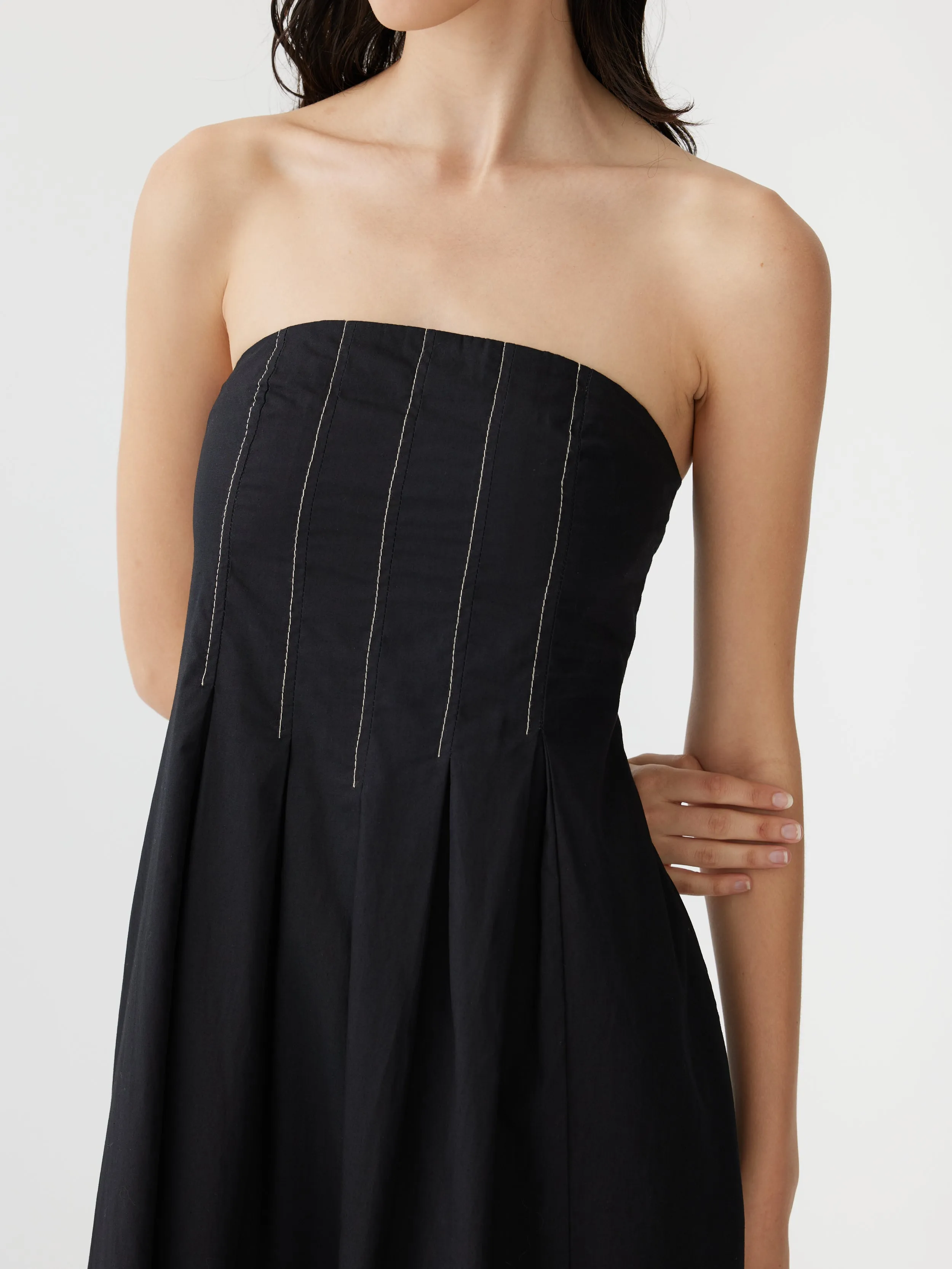 poplin strapless dress