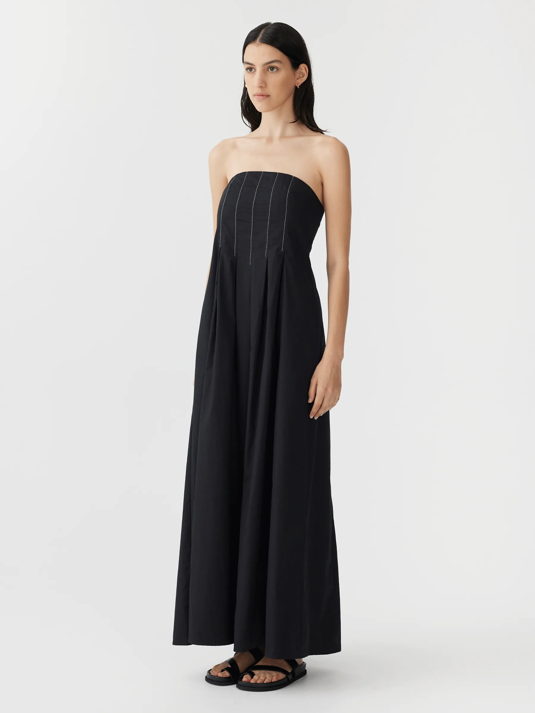 poplin strapless dress