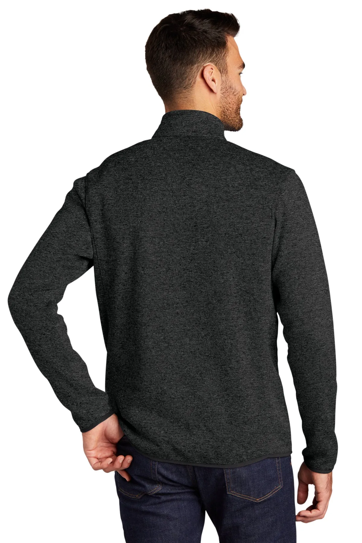 Port Authority Sweater Fleece Customized Jackets, Black Heather