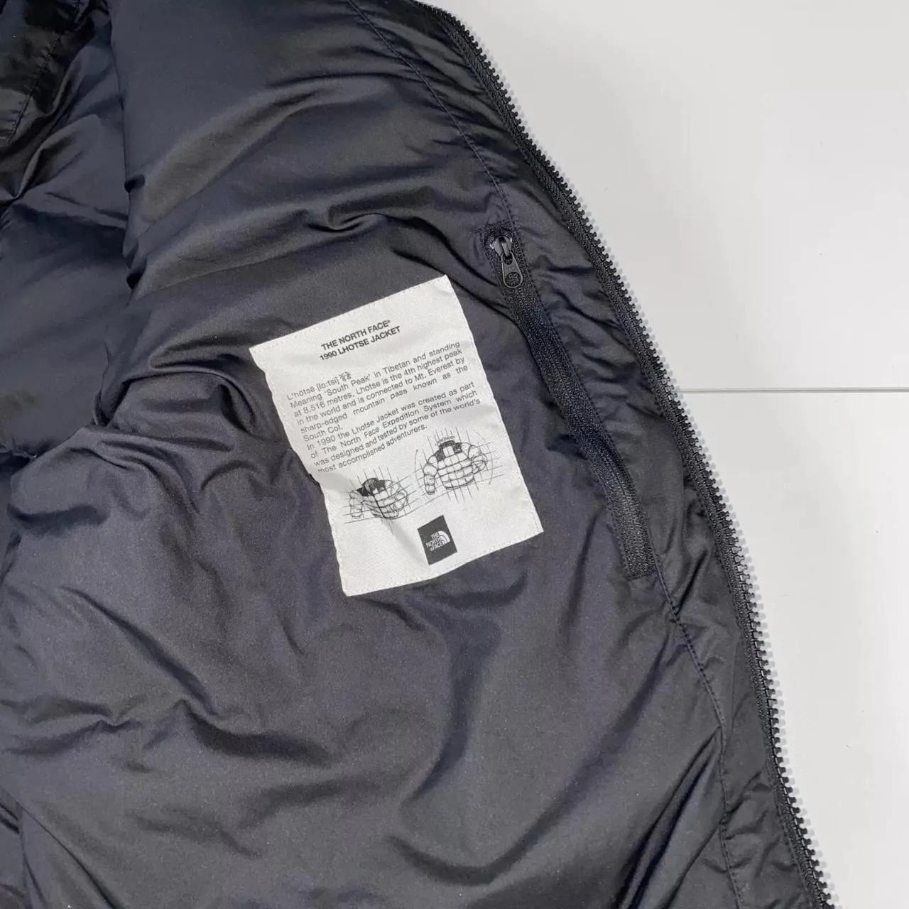 Preowned The North Face Lhotse Mens Down Puffer Jacket 700 Size M Black Genuine TNF 1990