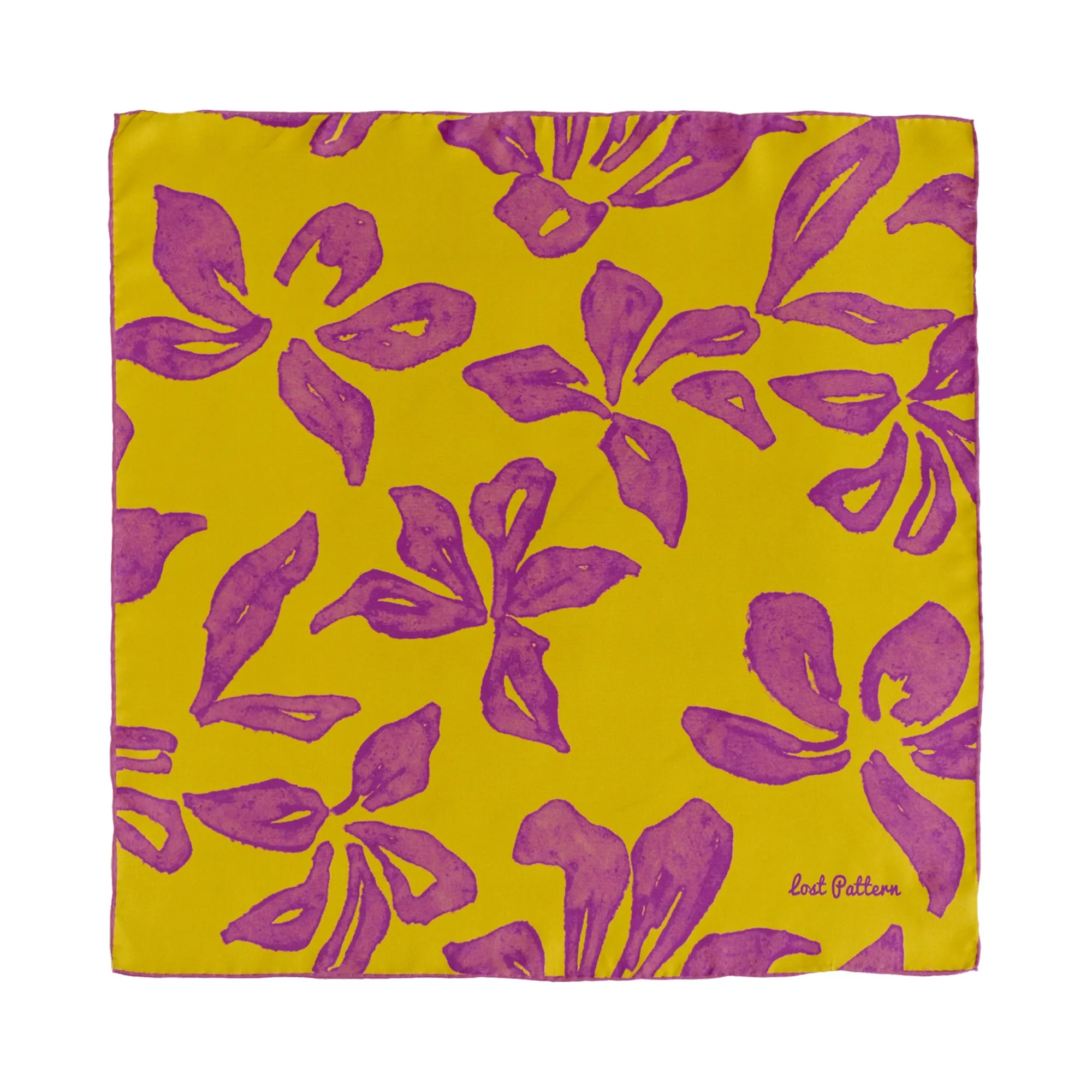 "Tropical Bliss" Silk Bandana Scarf - Golden Hour