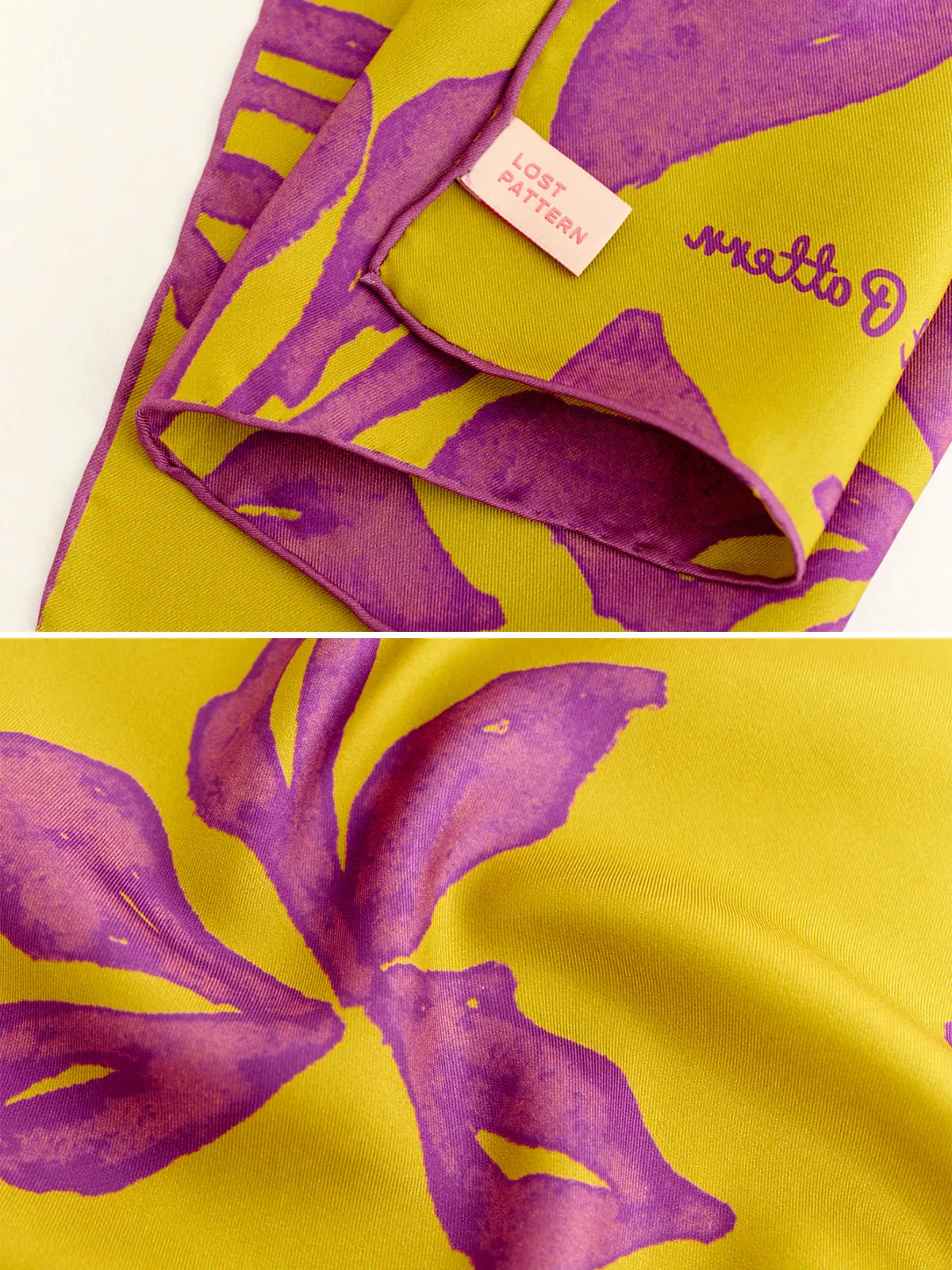 "Tropical Bliss" Silk Bandana Scarf - Golden Hour