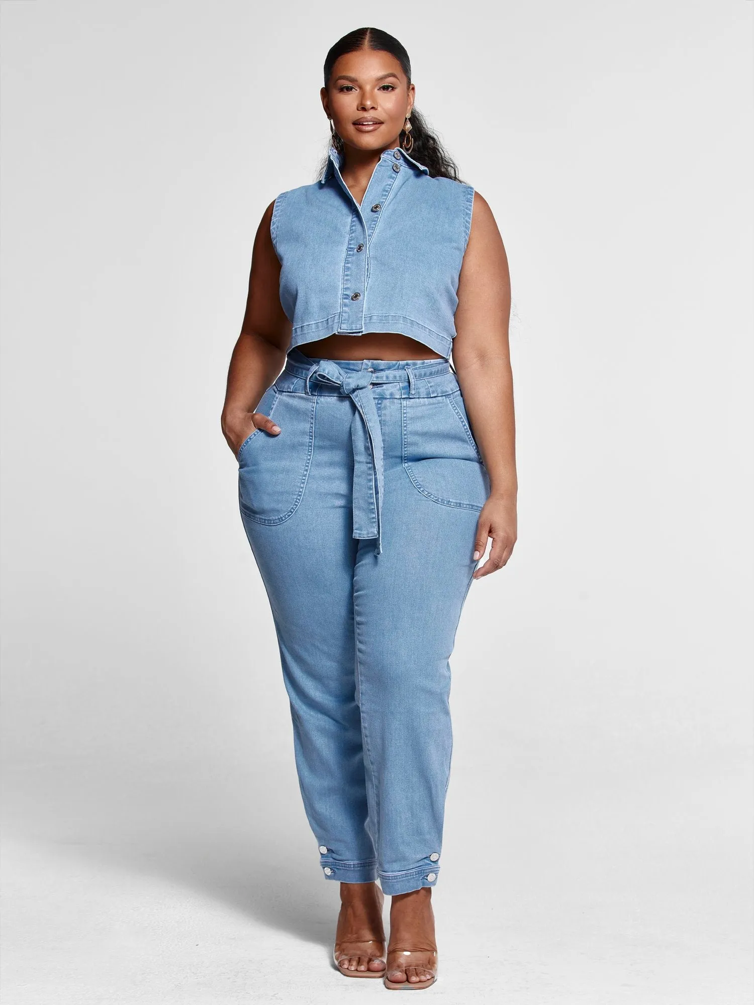 Reese Denim Button Down Crop Top