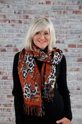 Rust Reversible Animal Print Scarf