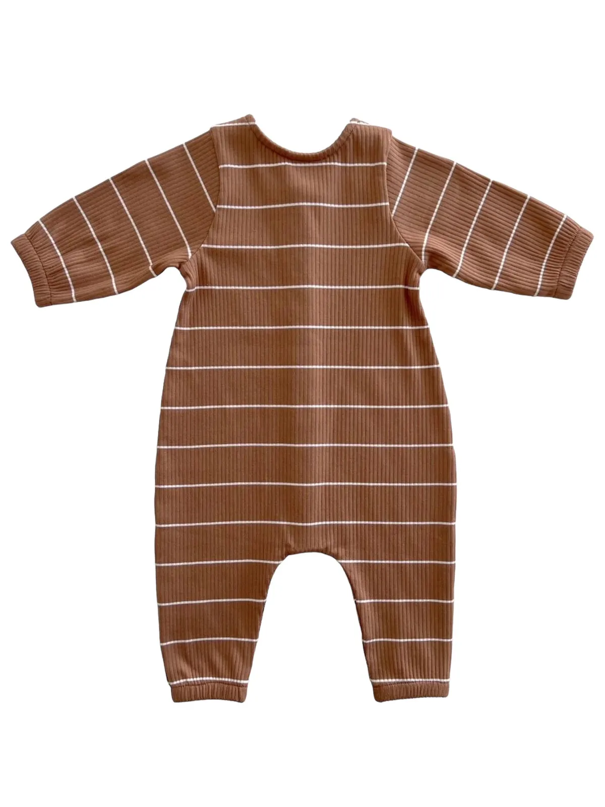 Saddle Stripe / Organic Ribbed Long Sleeve Bay Jumpsuit