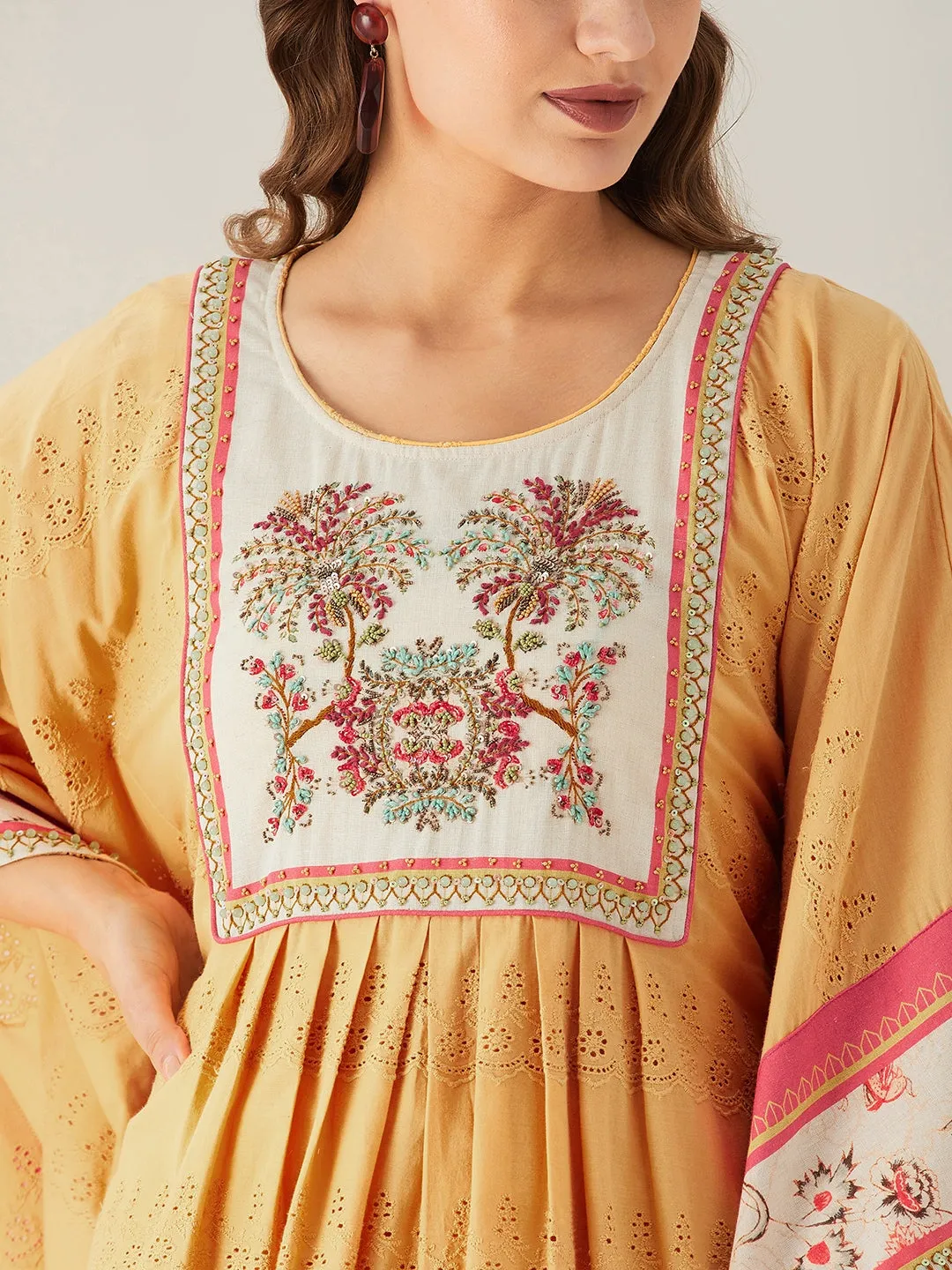 Schifli Hand Embroidered Whispering Kaftan Dress